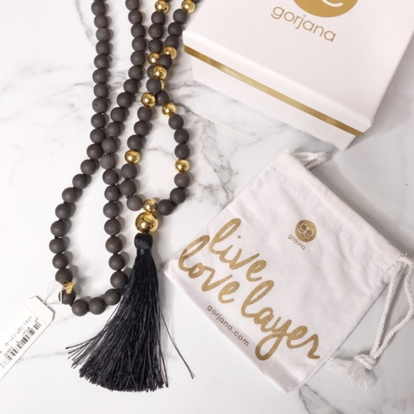 Gorjana Jewelry - NWT Gorjana Dark Grey Druzy Hannah Tassel Necklace
